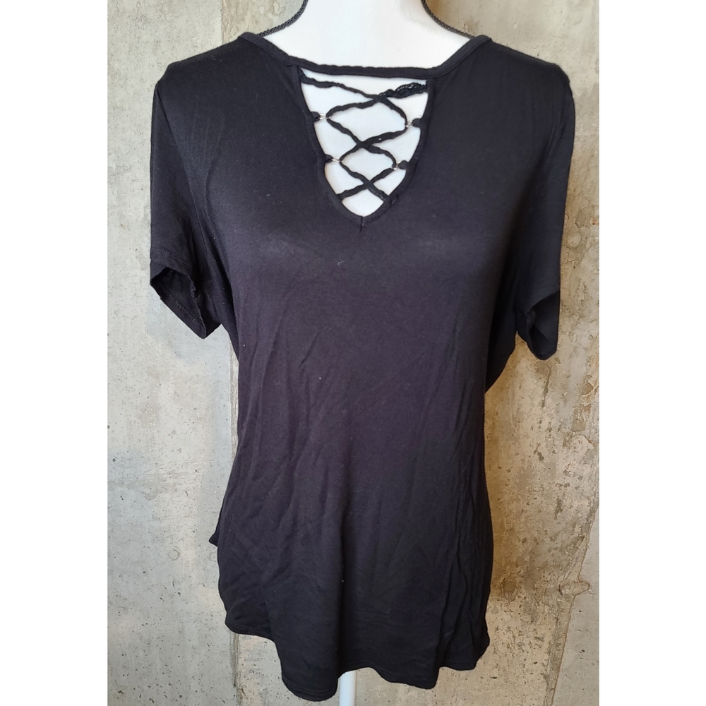 Maurices XXL strappy top black tee